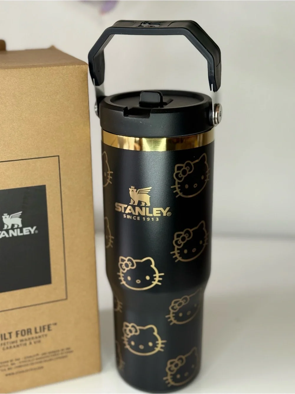 Stanley x Hello Kitty Black & Gold Travel Tumbler 30 oz - Picture 8 of 9